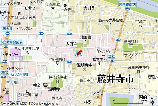 道明寺店付近の地図